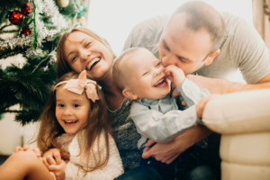 Happy family at Christmas