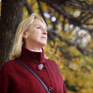 woman in menopause outside in park